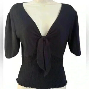 Abercrombie & Fitch V Neck Knit Top Black Small